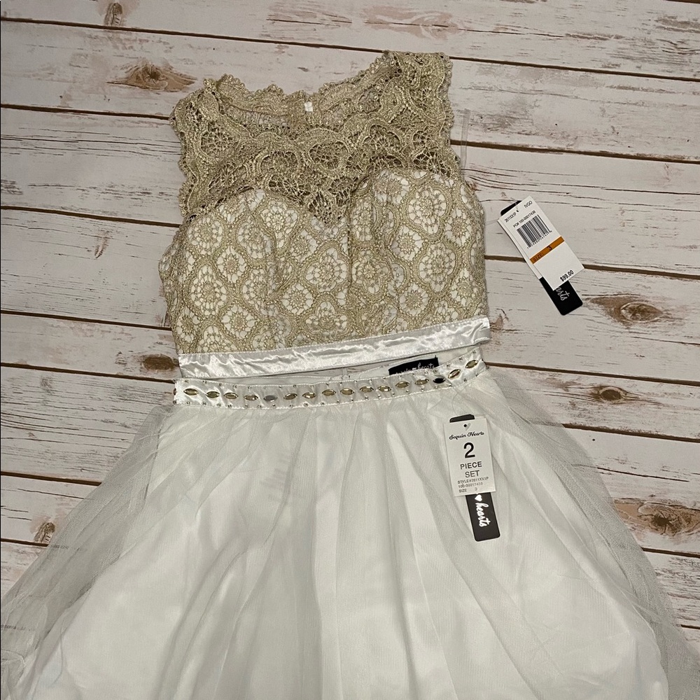 NWT Sequin Hearts Lace Two Piece Dress -Size 3
